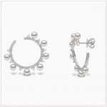 Yoko London - Sleek Akoya Pearl and Diamond Earrings In White Gold